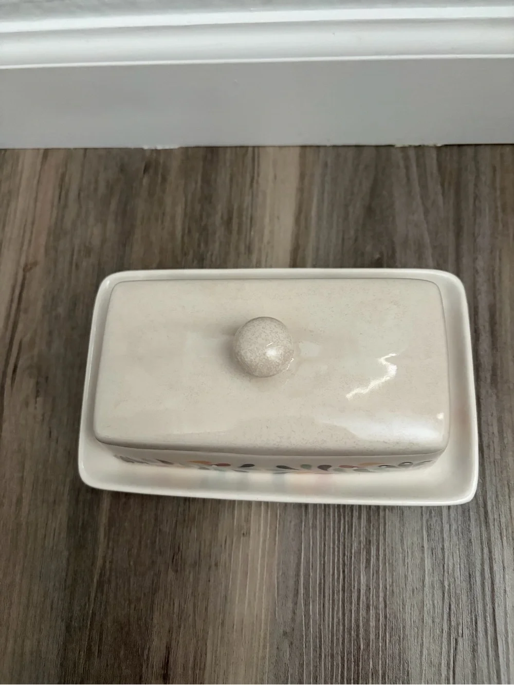 Mason Cream Butter Dish with Multicolor Leaf Motif